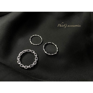 Set 3 nhẫn hợp kim mạ bạc thiết kế độc đáo
