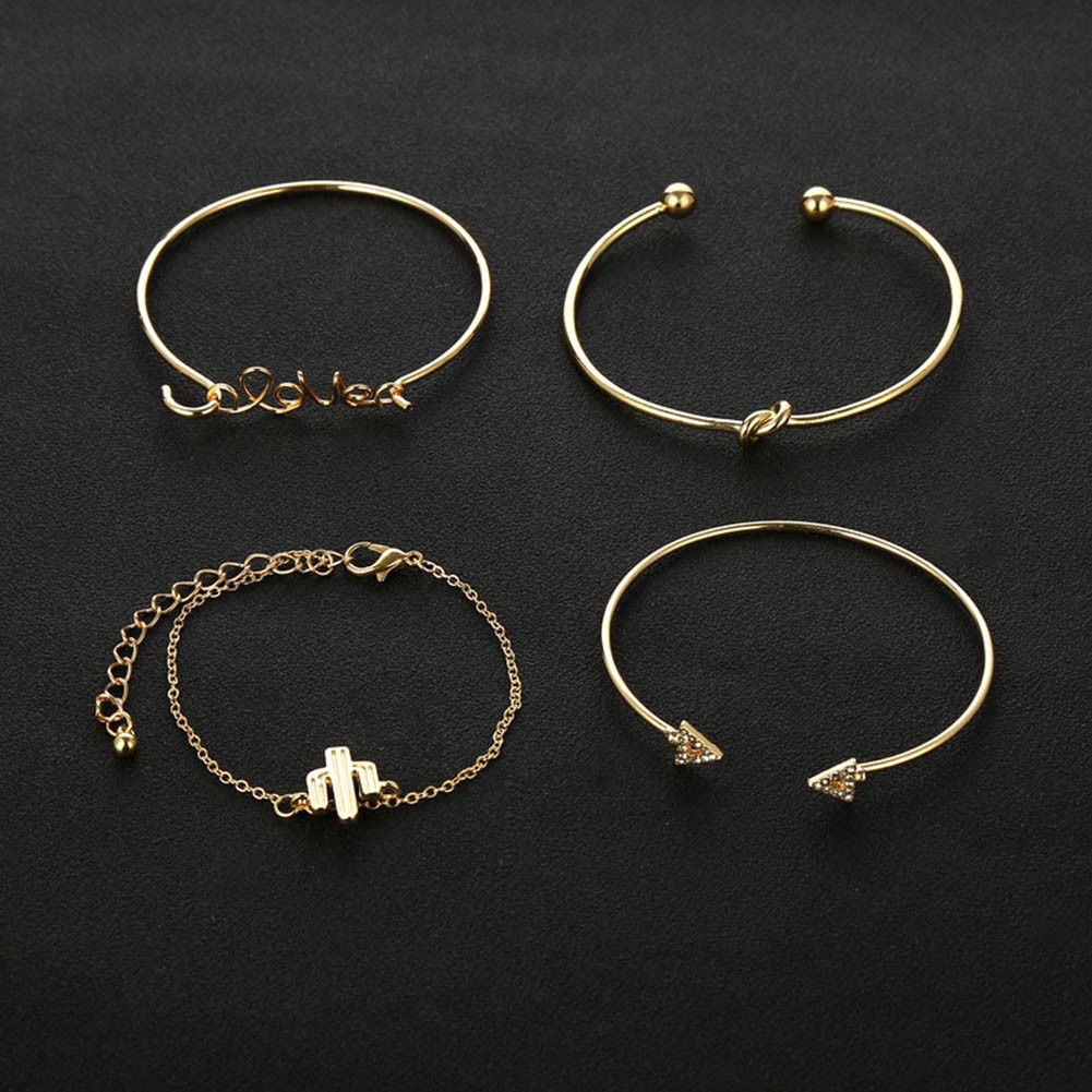 Set 4 Vòng Tay Kim Loại Xinh Xắn Cho Nữ