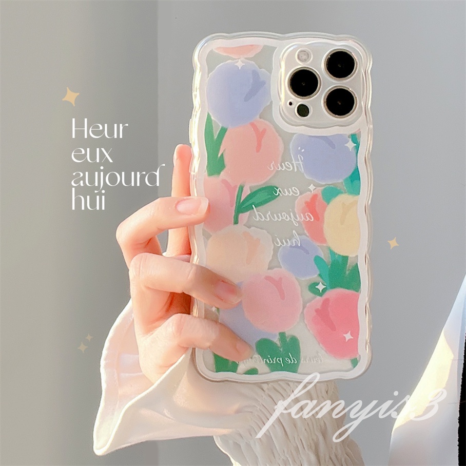 Ốp Điện Thoại Mềm Trong Suốt Họa Tiết Hoa Tulip Cho For iPhone 13 12 11 Pro Max X XR Xs Max 7 8 Plus SE 2020