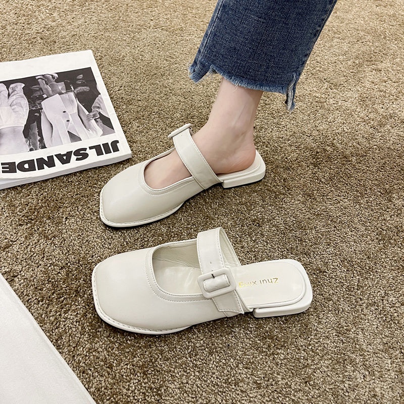 Dép Sandal Mũi Vuông Đế Bằng Phong Cách Hàn Quốc Thời Trang Mới Cho Nữ