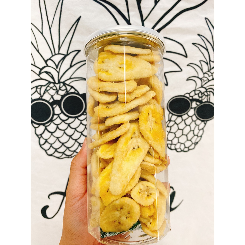 Chuối sứ sấy giòn,  lon pet 300g, đặc sản Đà Lạt giòn ngọt