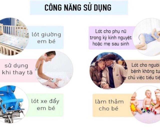 Tấm lót chống thấm cho bé, siêu thấm hút giúp bé luôn khô thoáng, không lo ướt giường khi bé đi vệ sinh