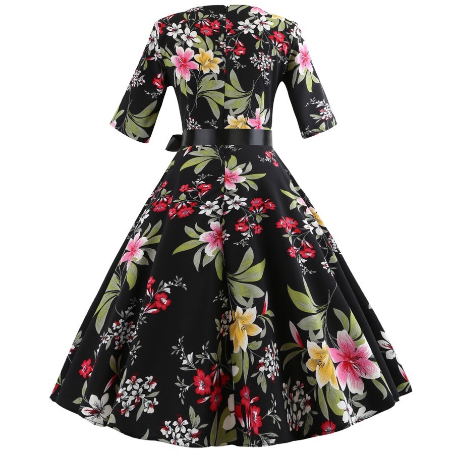 Đầm xòe họa tiết hoa phong cách Vintage | BigBuy360 - bigbuy360.vn