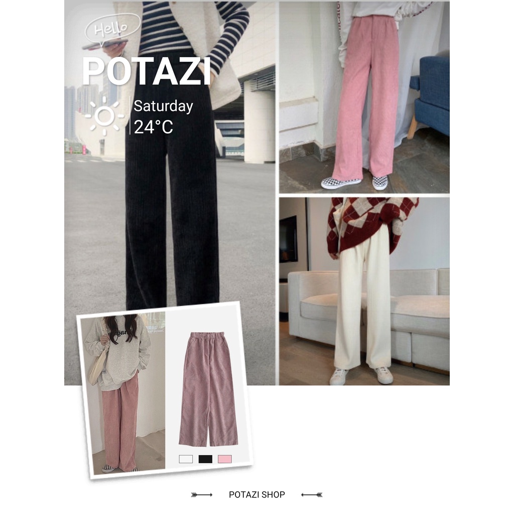 Quần Ống Rộng Nữ Nhung Tăm Hàn Quốc Ulzzang Zinti QD01