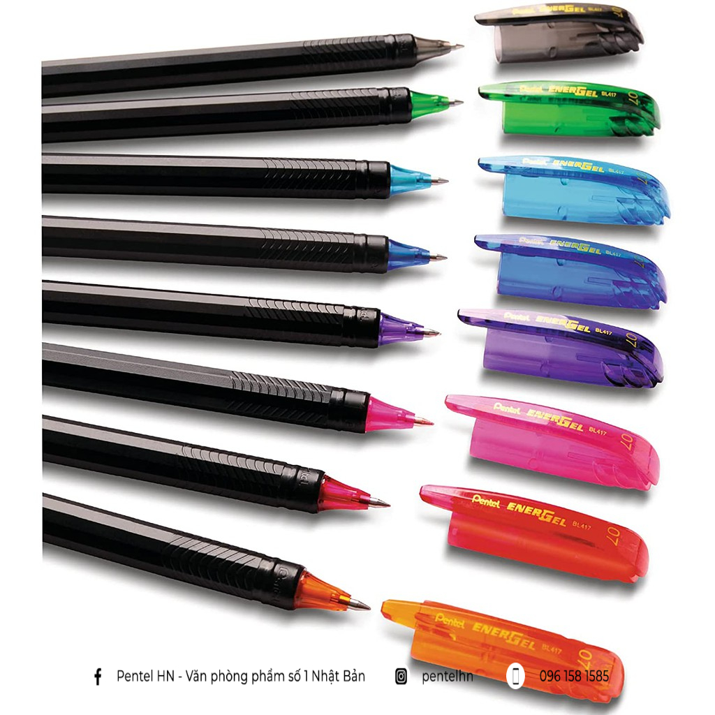 Bút Bi Nước Mực Gel Nhật Bản Pentel Energel BL417 | 12 Màu Mực | Ngòi 0.7mm | Công Nghệ Mực Siêu Nhanh Khô | Không Lem |
