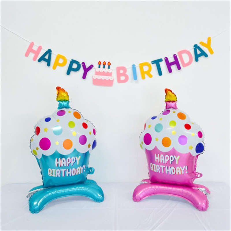 Dây Cờ Treo In Chữ Happy Birthday Màu Sắc Ngọt Ngào Dùng Làm Đạo Cụ Chụp