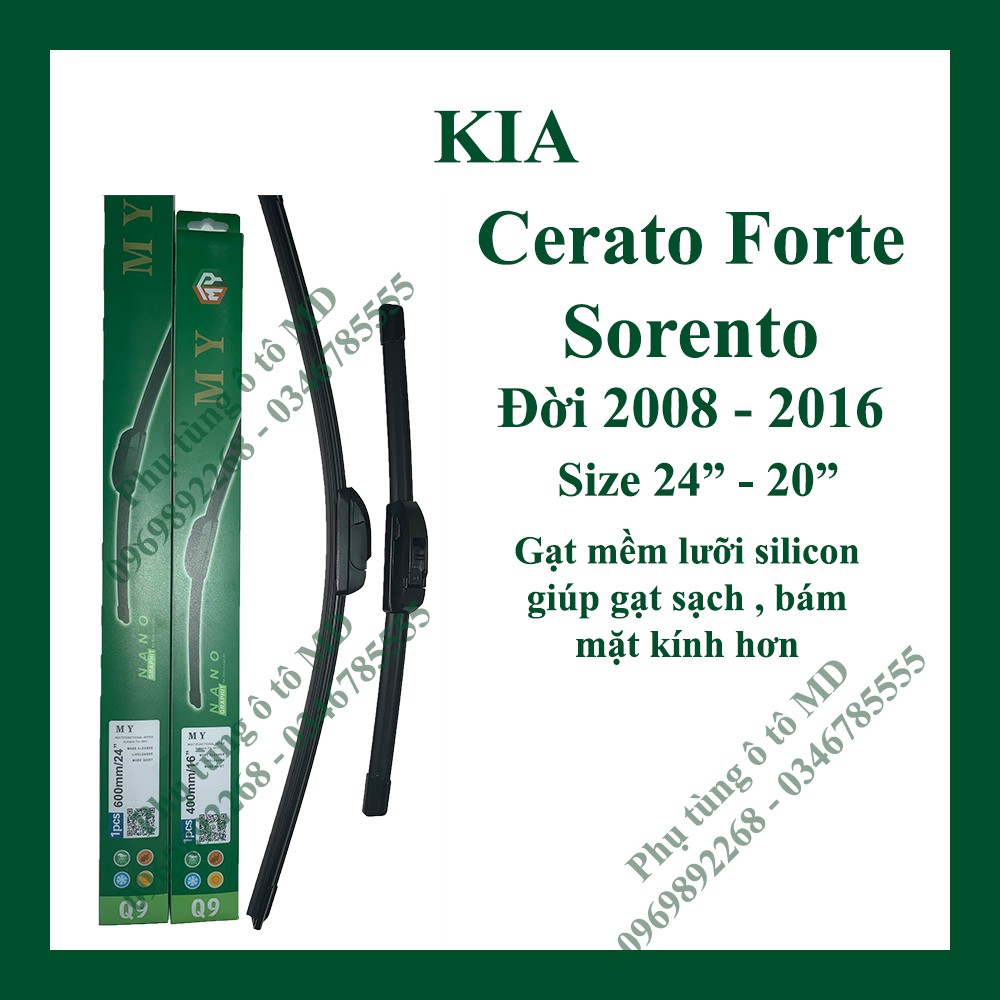 Gạt mưa Kia Cerato Forte Sorento và Gạt mưa các đời và các dòng xe khác của Kia: Carens, K3, Morning, Optima, Rio