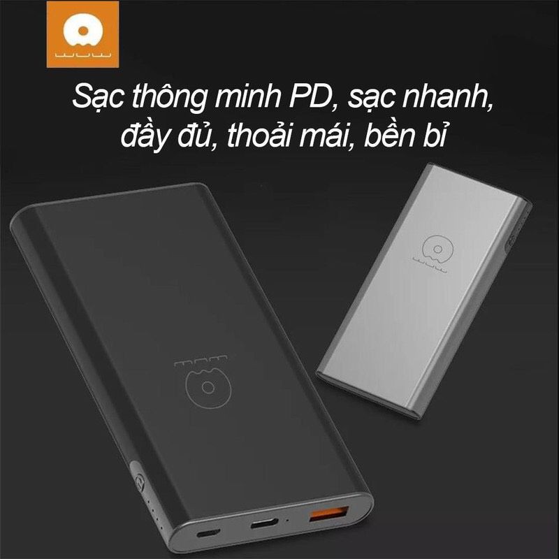 Pin sạc dự phòng WUW-Y51 dung lượng 10000mAh công nghệ sạc nhanh thông minh PD đa chức năng bảo vệ an toàn.