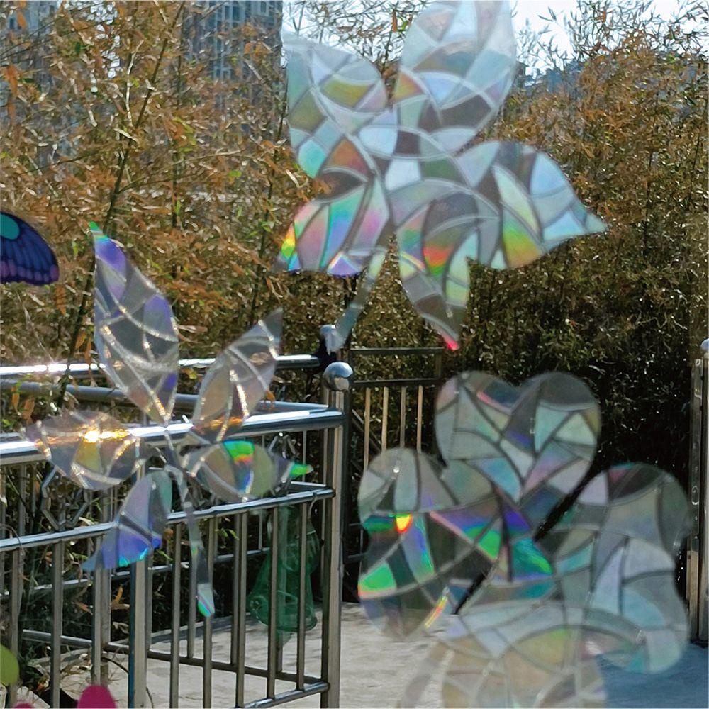 YNATURAL Miếng Dán Cửa Sổ Chống Va Chạm Họa Tiết Lá Và Bướm