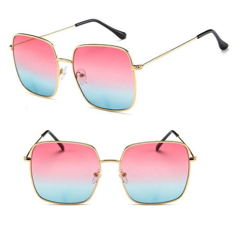 Kính râm gọng vuông đa giác bằng kim loại phong cách vintage