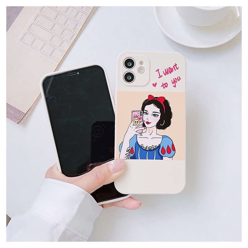 Ốp lưng iphone cạnh vuông Công chúa cá tính dành cho ip 6 đến 14promax - e238