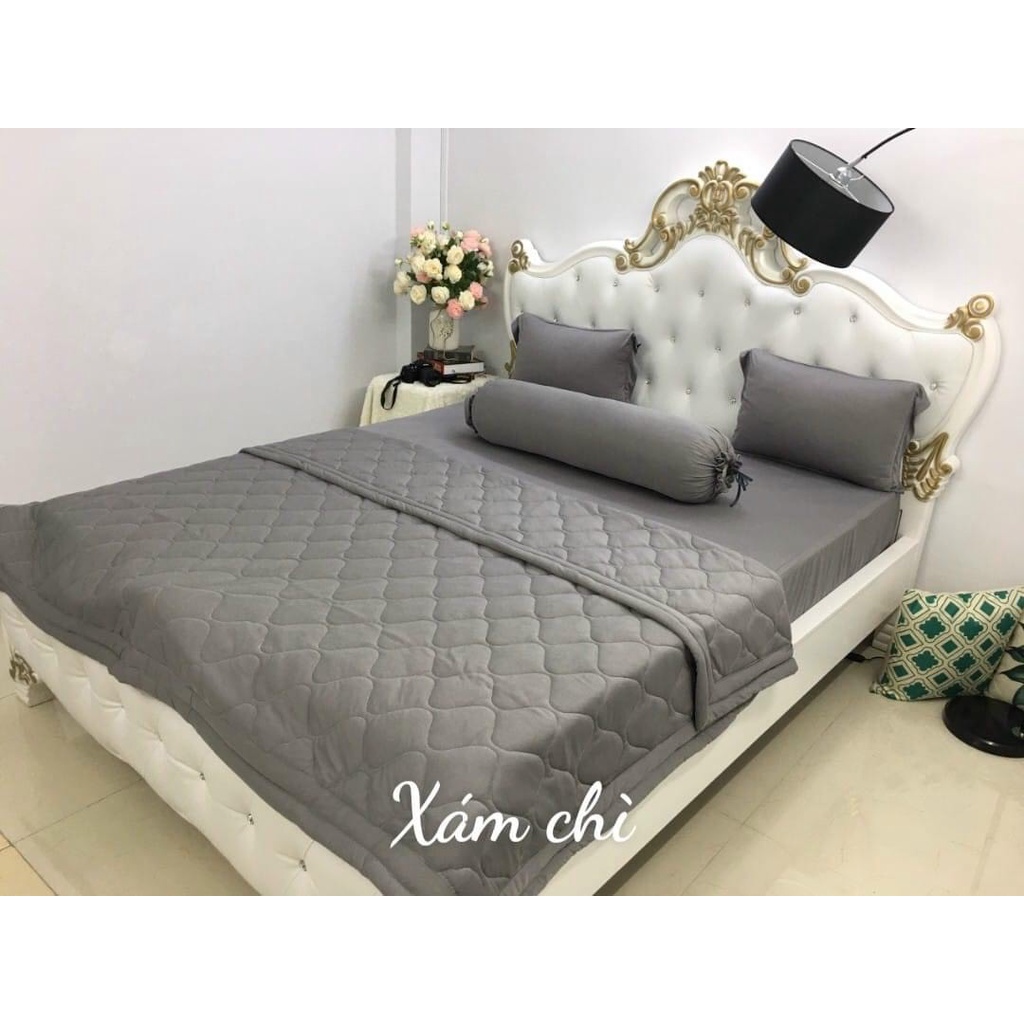 Bộ mền thun trơn màu, vỏ ôm may khóa kéo bít đầu