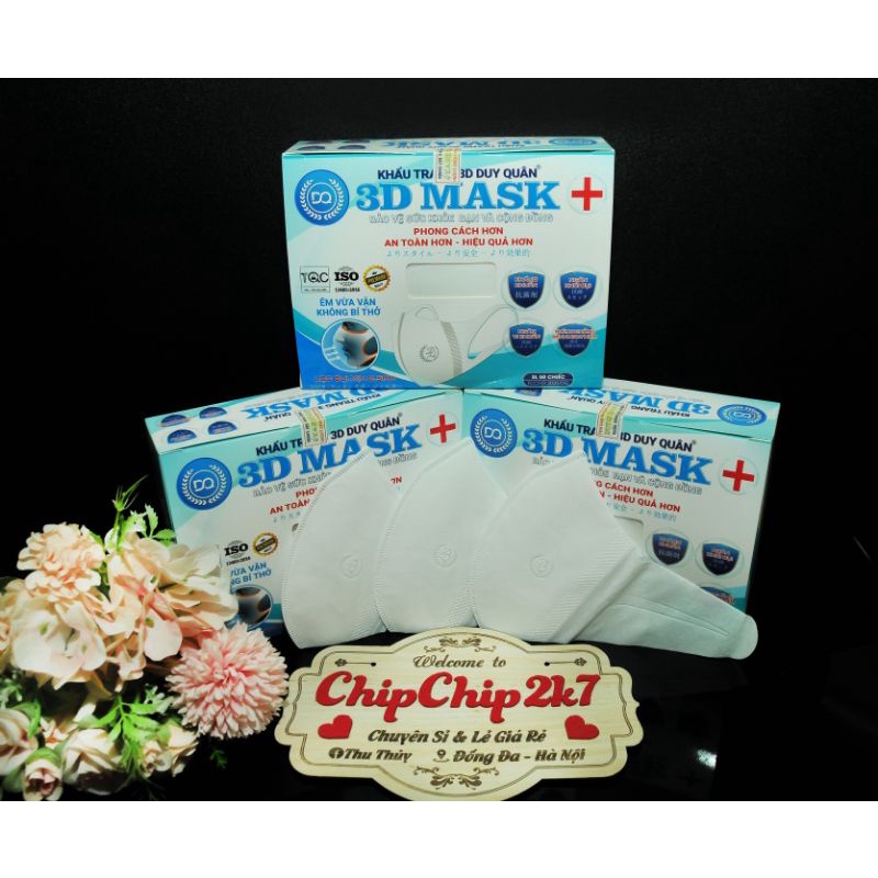 (3d mask) Hộp khẩu trang 3d mask chính hãng Duy Quân trắng 50 cái