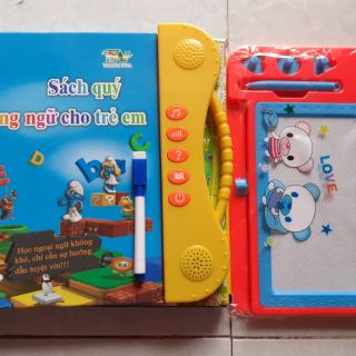 [Mã TOYDEC hoàn 20K xu đơn 50K] Combo sách nói song ngữ kèm bảng viết vẽ tự xóa giúp bé thông minh khéo tay