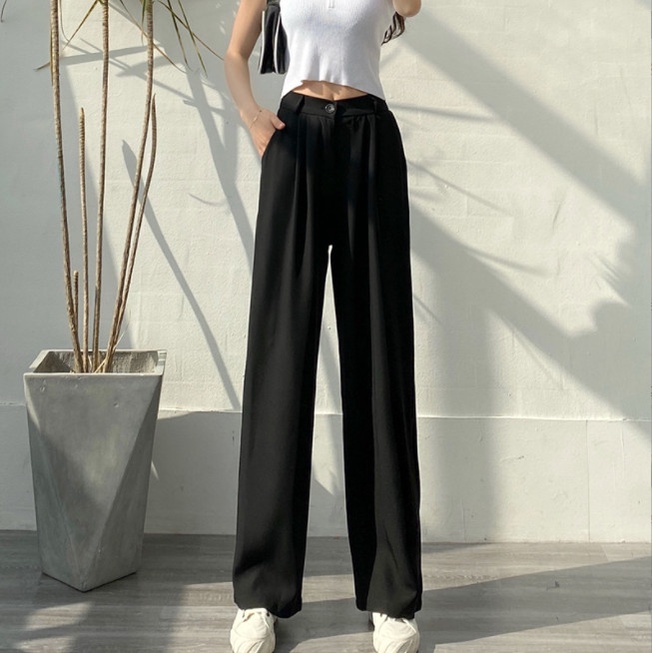 Quần Ống Rộng Nữ Cạp Cao Doris.1996, Quần Vải Đen Mềm Mịn Mát, Miễn Phí Đổi Trả 7 Ngày DR0115