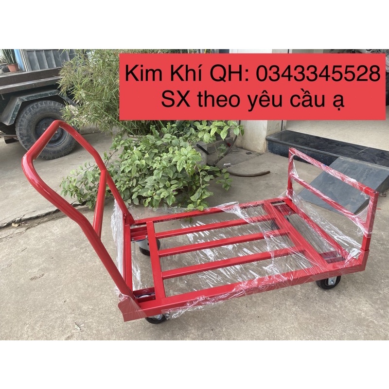 Xe đẩy 4 Bánh gập gọn tải 300-500 kg thêm tấm chắn chống chôi hàng
