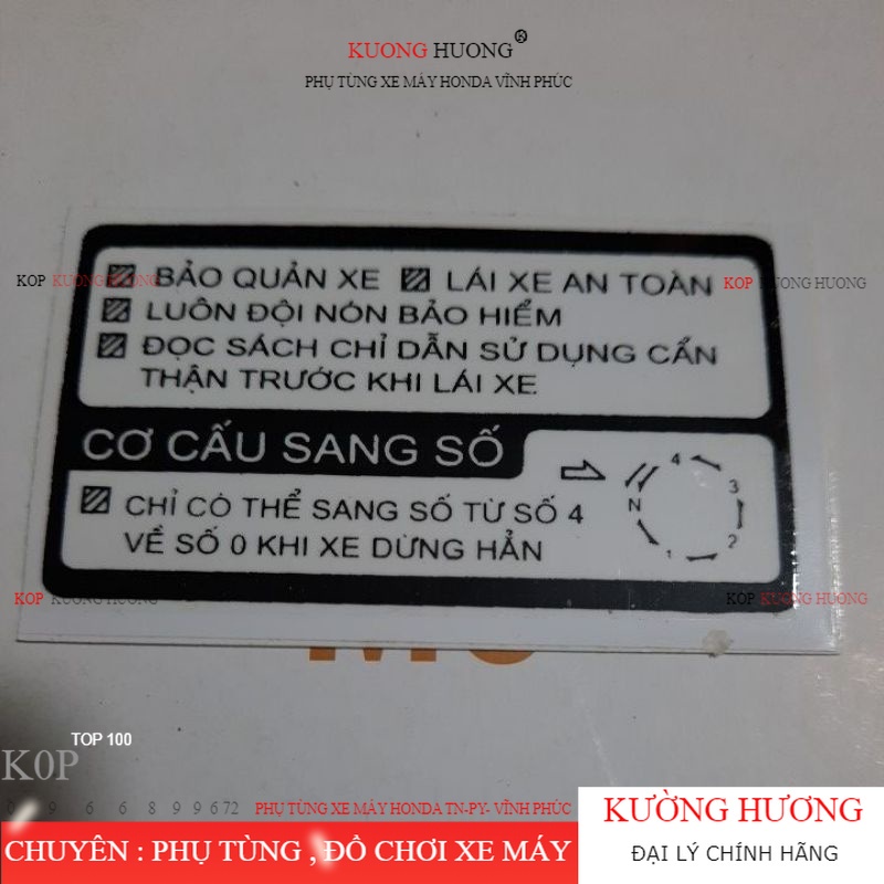 Tem thông số dream việt - Tem cơ cấu sang số