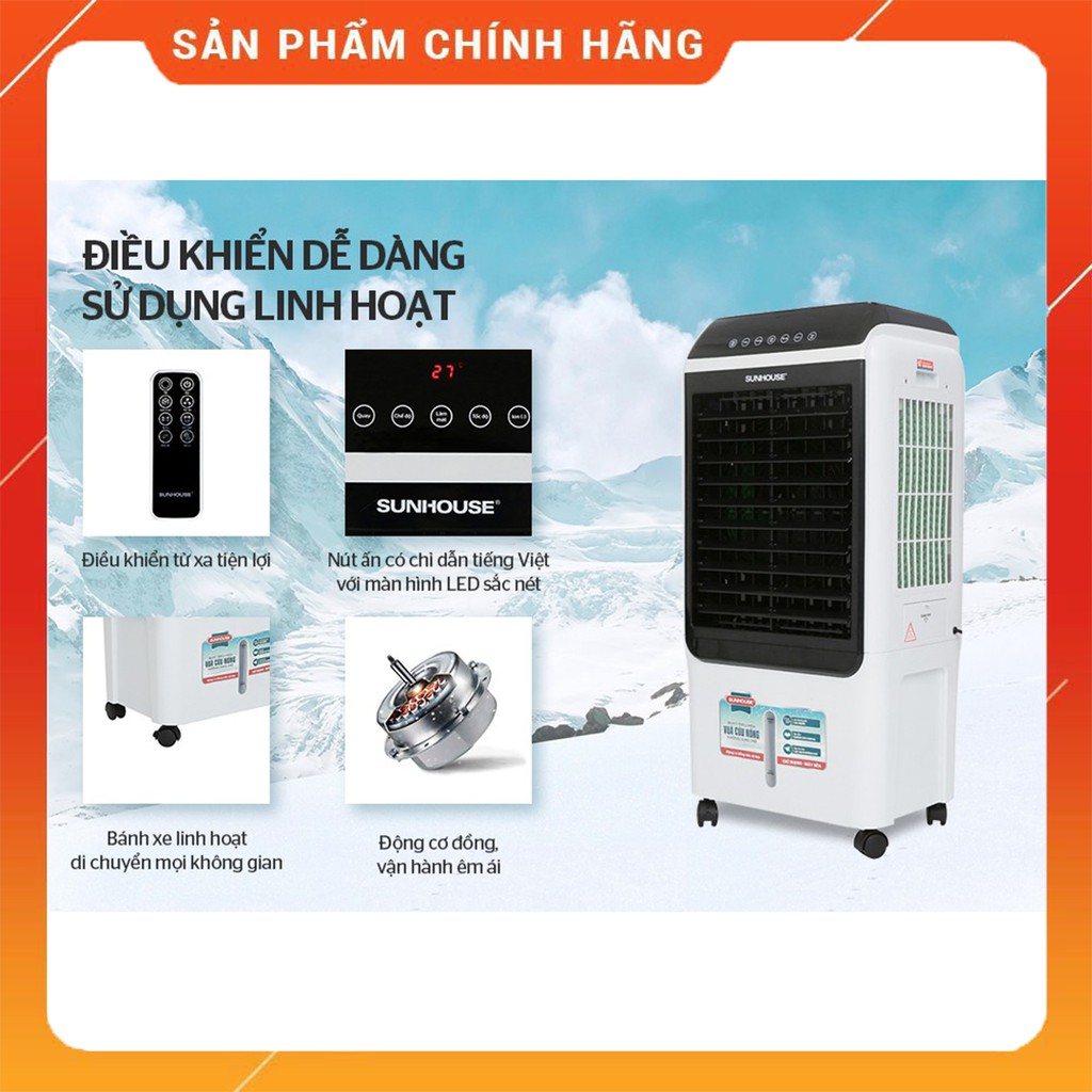 Quạt Điều Hoà, Máy Làm Mát Không Khí SUNHOUSE SHD7727, Tiết Kiệm Và An Toàn