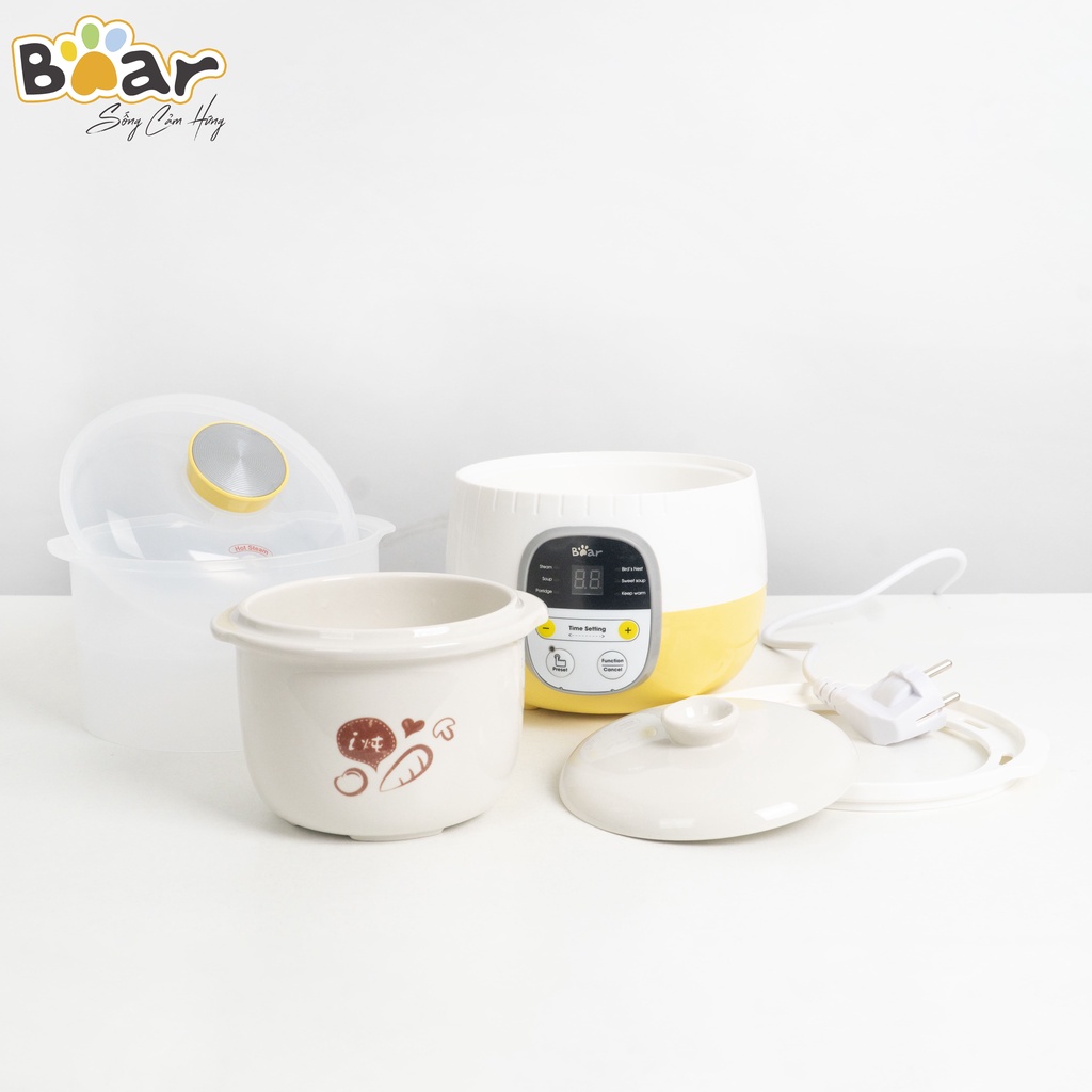 Nồi Nấu Cháo Chậm Cho Bé, Nồi Nấu Chậm Bear 0.8 Lít Ninh Hầm Cách Thủy Đa Năng Cao Cấp Sube001-Himect