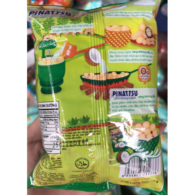 Snack Nhân Đậu Phộng Pinattsu Vị Nước Cốt Dừa Gói 42g qa0208