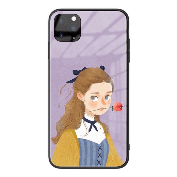 Ốp lưng iphone 6, 7, 8 Plus, X, XS, XR, XSMAX, 11, 11PRO, 11 PROMAX, 12, 13 PROMAX người con gái NGẬM huê hồng BẰNG KÍNH