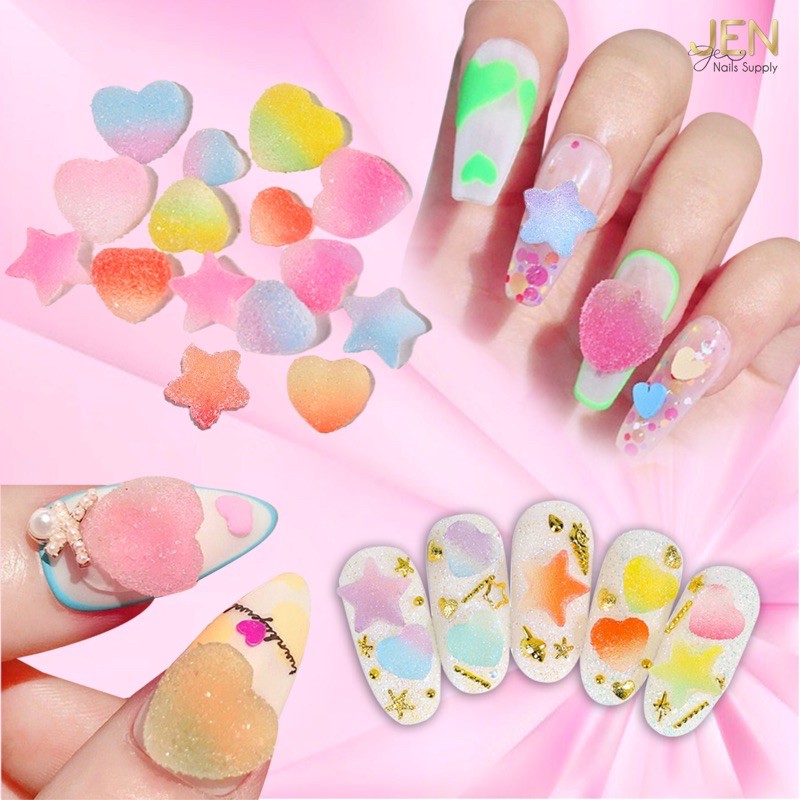 Charm nail trái tim kẹo ngọt-set 5 viên