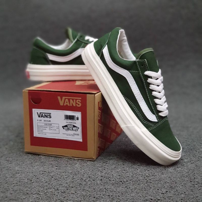 Giày Thể Thao Vans Old Skool Og Màu Trắng Xanh Lá Chất Lượng Cao