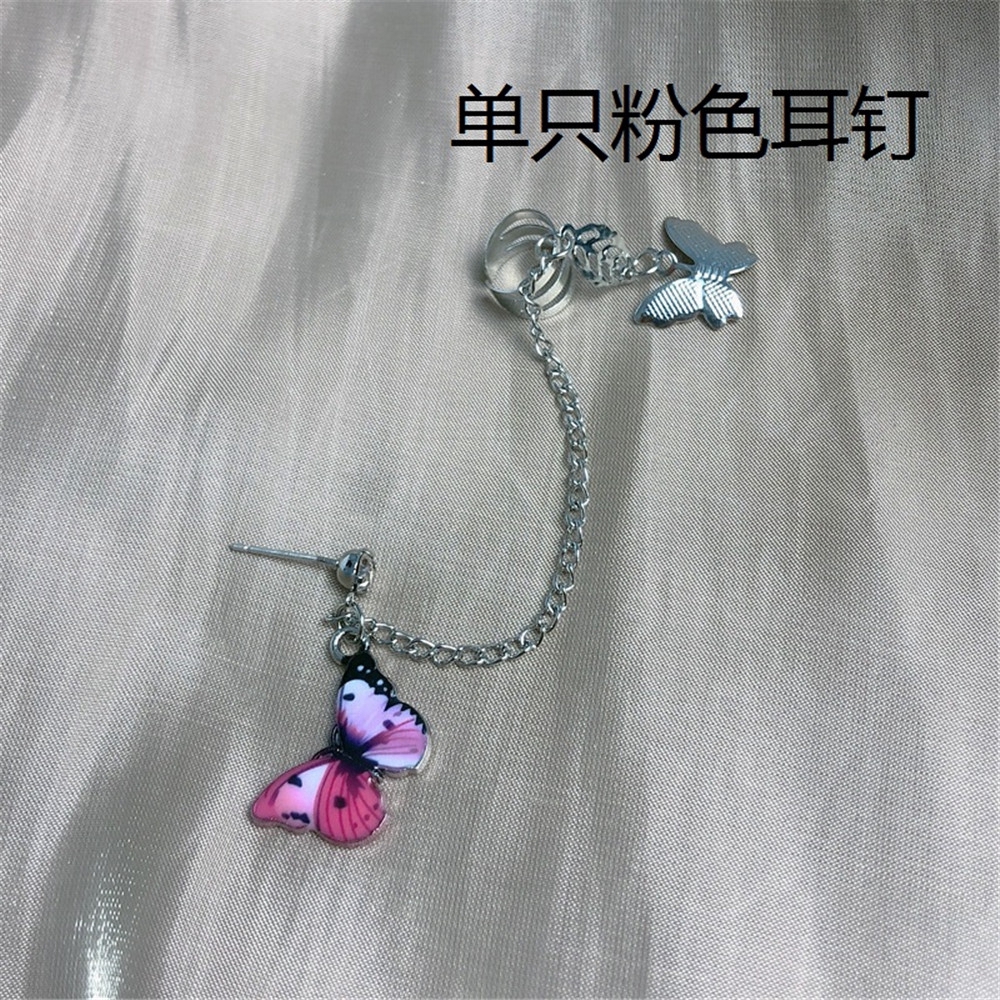 Khuyên Kẹp Vành Tai Mặt Bướm Phối Sợi Xích Dài Độc Đáo cho Nữ