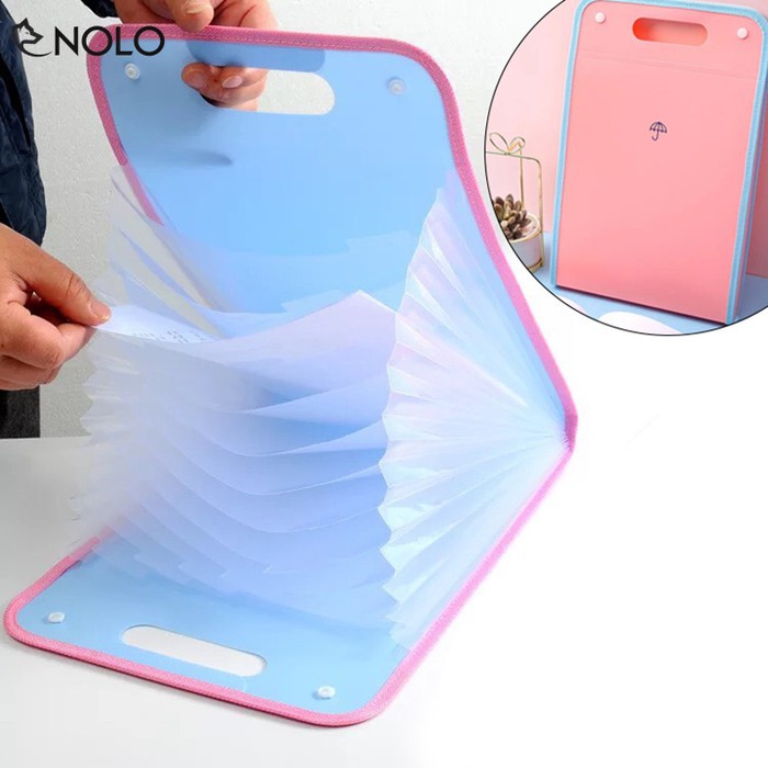 Túi Bìa Tài Liệu Hồ Sơ Đề Thi Báo Cáo Vừa Giấy A4 Gồm 12 Ngăn Mờ Màu Sắc Dễ Thương Chất Liệu Nhựa PP Có Tay Xách