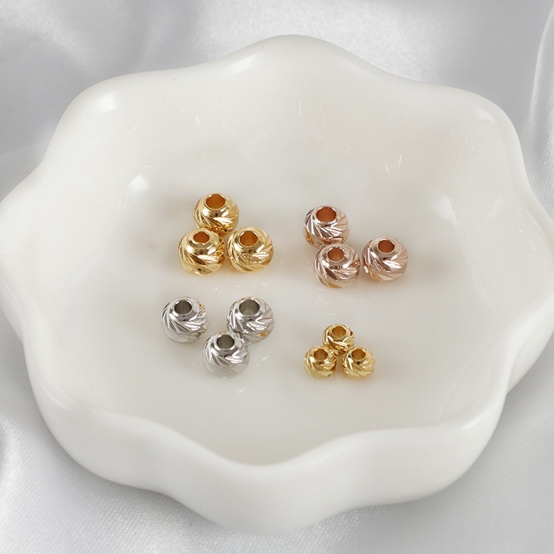 Combo 10 viên bi khía xéo size 2.5ly 3ly 4ly 5ly làm vòng tay - Charm Bạc 925
