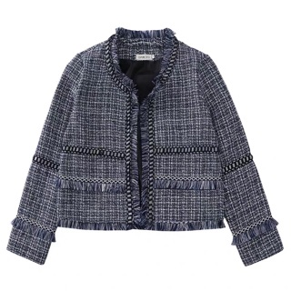 [Ảnh thật] Áo khoác dạ tweed 2 màu xanh - đen