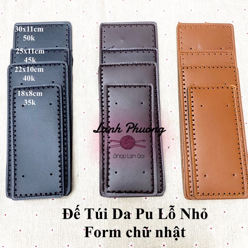 Đế Túi Da Pu Lỗ Nhỏ Đục Sẵn,  Form Chữ Nhật (nhiều size)