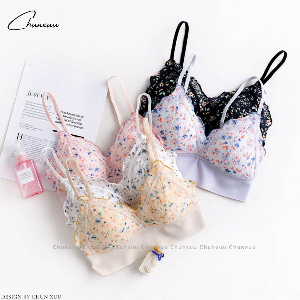 Áo bra nữ ren hoa nhí gợi cảm ChunXuu, đệm dày vừa phối viền su mềm mịn thoáng mát - BR17