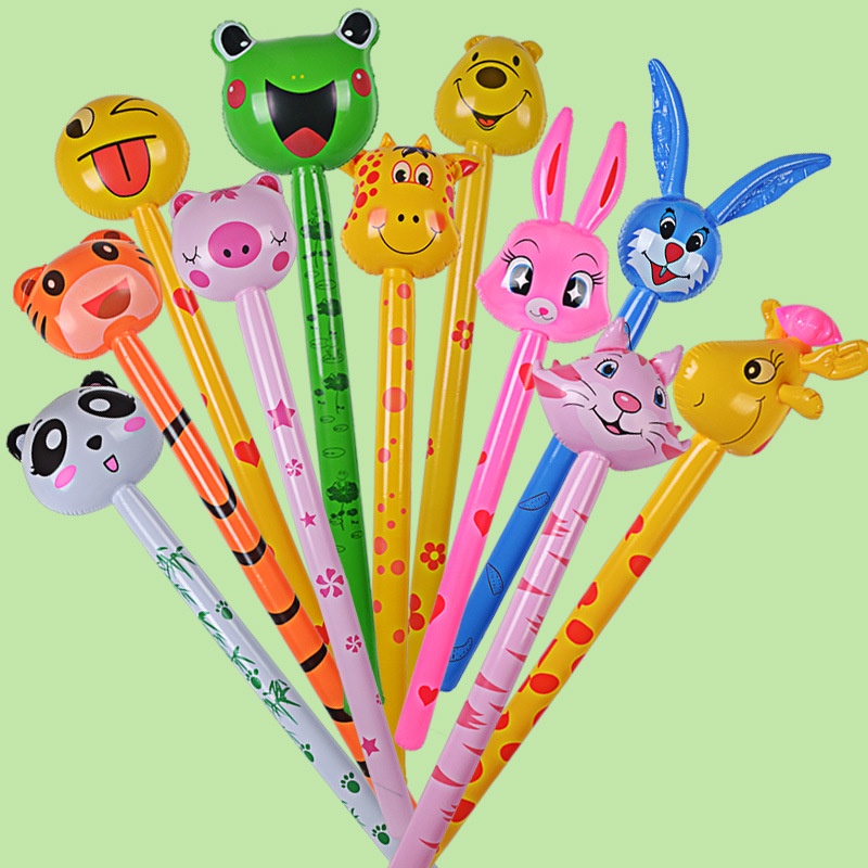 1 Bong Bóng PVC Dài Bơm Hơi Hình Đầu Động Vật Hoạt Hình Trang Trí Tiệc Cho Bé