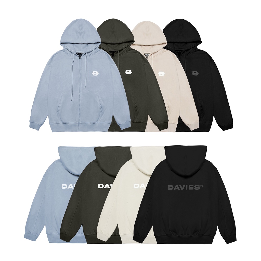 Hoodie zip local brand áo khoác nỉ form rộng D Basic nhiều màu| D25-HD1