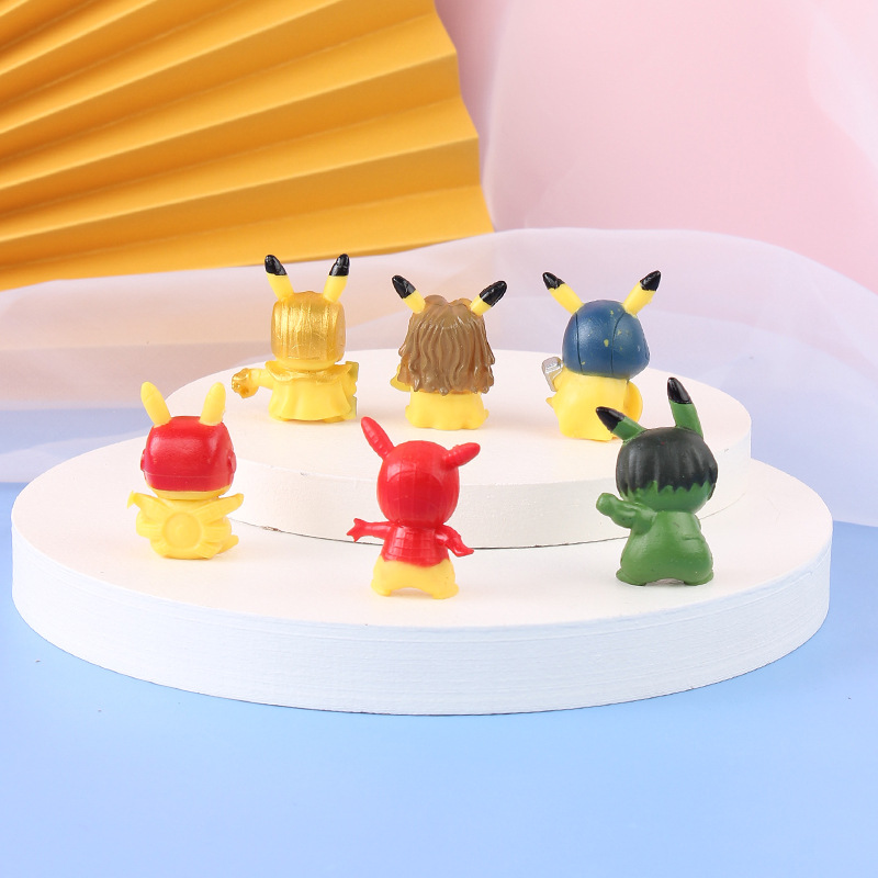 Set 6 mô hình Pikachu Marvel trang trí đáng yêu