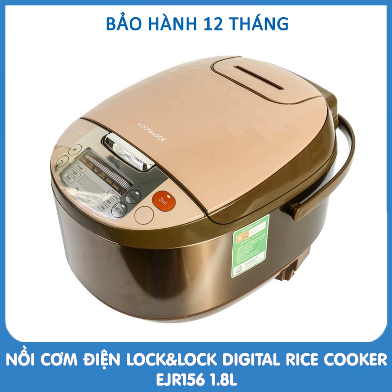 [BH 12 Tháng] Nồi cơm điện Lock&amp;Lock Digital Rice Cooker EJR156 1.8L, 220V, 50Hz, 750W, Màu vàng