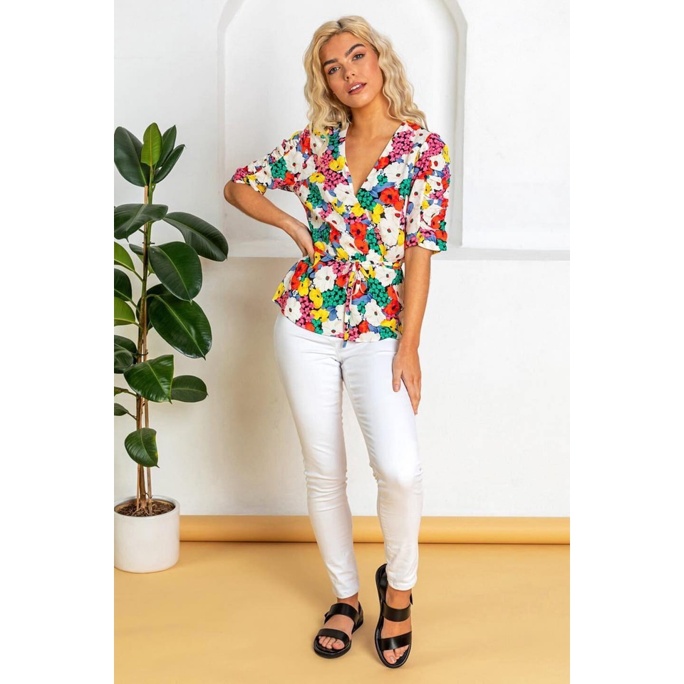 Áo floral hoa nhiều màu Kami