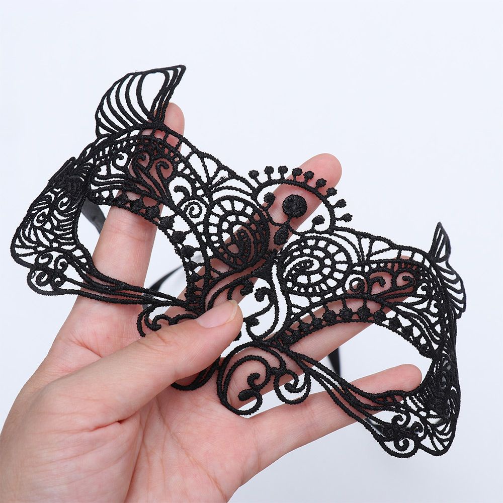 CONOPERY Bịt mắt ren che nửa mặt màu đen phong cách gothic hóa trang halloween dành cho nữ