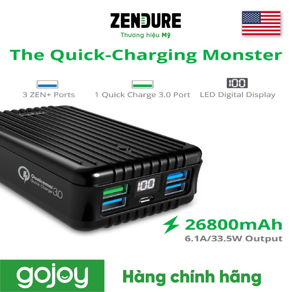 Pin dự phòng 26.800mAh QC3.0 ZENDURE ZDA8PQC - Bảo hành chính hãng 2 năm