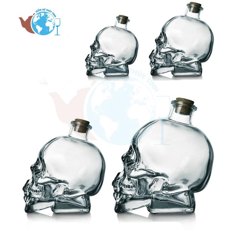 Bình đầu lâu thủy tinh nút gỗ có size 100-180-350 chọn phân loại size bình thủy tinh