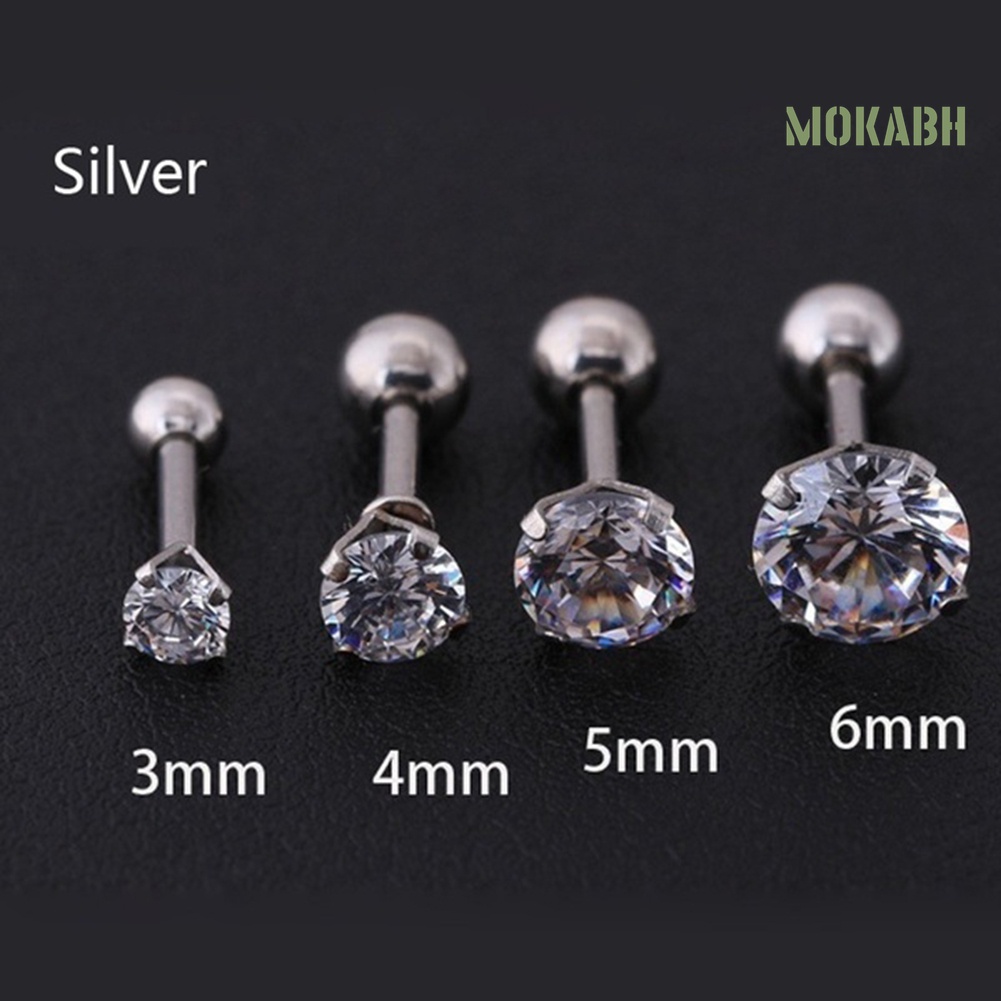 1 Đôi Bông Tai Thép Titan Dát Đá Zircon Thời Trang Unisex