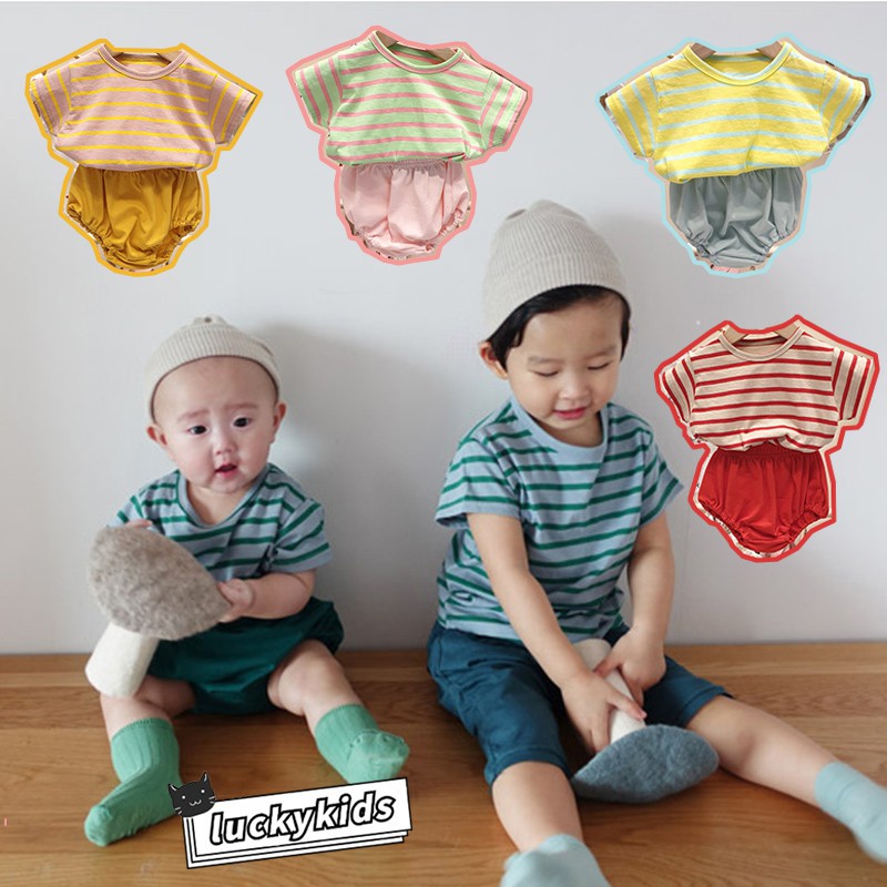 Set Áo Thun Tay Ngắn &amp; Quần Short Cho Bé Trai &amp; Gái