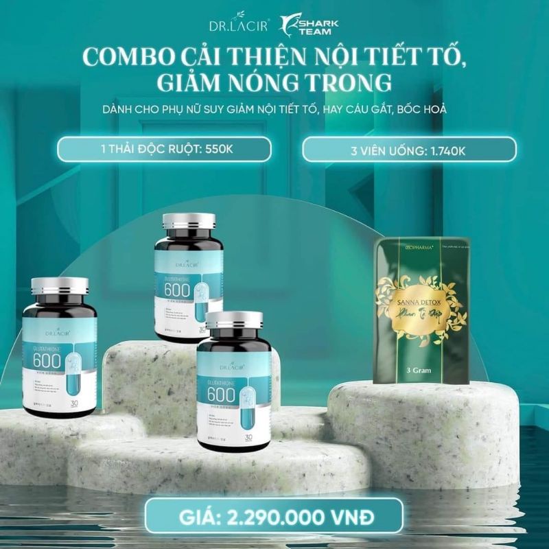 Bộ sản phẩm chăm sóc da Glutathione 600 + Phan Tả Diệp Điều hòa nội tiết tố nữ, trắng da, ,mờ nám, bổ sung collagen
