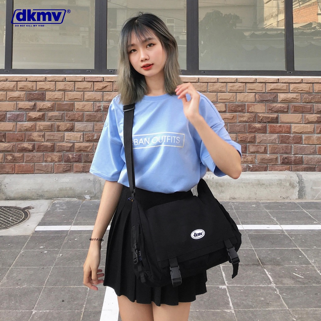 Túi đeo chéo nữ đi học thời trang vải canvas nhiều ngăn màu đen Don't Kill My Vibe | Old School Bag