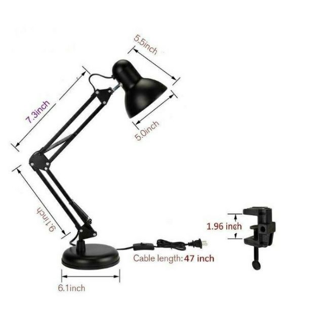 Đèn học chống cận gấp gọn, kẹp, để bàn, xoay 360 độ
