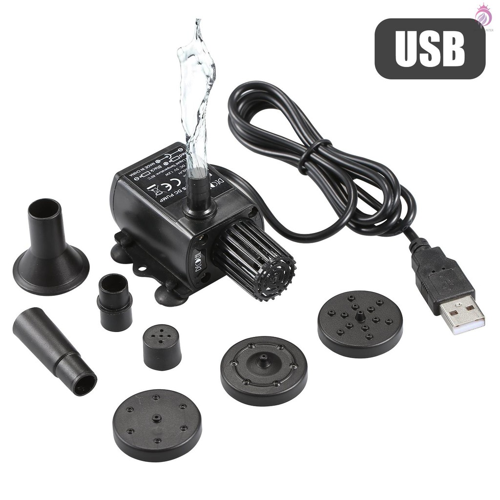 Máy bơm lọc nước không chổi than DC 5V USB DECDEAL 150L / H 1.2W Lực bơm 3.28ft