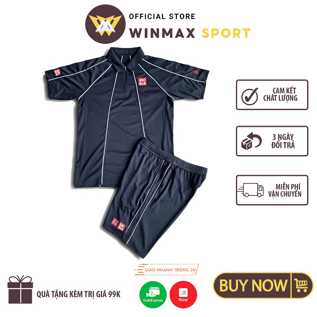 Bộ Quần Áo Nam Mùa Hè Uniqlo Thun Lạnh Phối Màu Đen Trắng Trẻ Trung, Thời Trang Thể Thao Cao Cấp Winmax