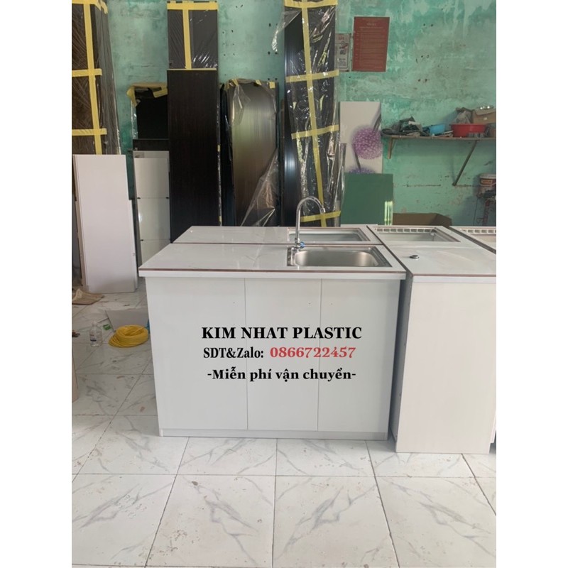 Tủ bếp mini sẵn bồn rửa mặt gạch nhựa đài loan siêu đẹp freeship