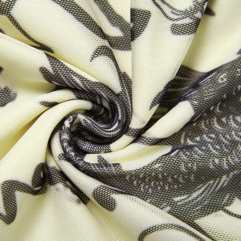 Đai corset / Đầm ôm dáng dài tay hở vai họa tiết cá chép phong cách quyến rũ thời trang cho nữ